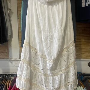 Style & Co. White A-Line Skirt with Lace Accents